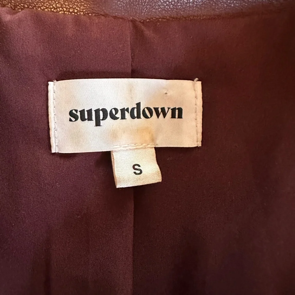 Superdown Nia faux leather Merlot mini buttons long sleeve blazer style S dress
